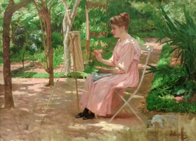 Frau beim Malen von Joao Batista da Costa